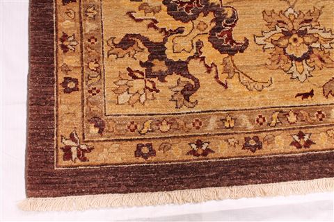 Pishavar Beige Hand Knotted 100 X 134 Area Rug 254-29373 Image 1