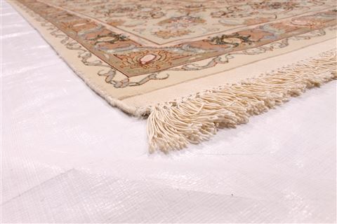Tabriz Beige Hand Knotted 910 X 131 Area Rug 254-29374 Image 1
