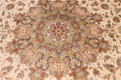 Tabriz Beige Hand Knotted 910 X 131 Area Rug 254-29374 Image 3