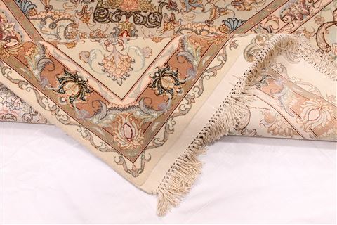 Tabriz Beige Hand Knotted 910 X 131 Area Rug 254-29374 Image 9