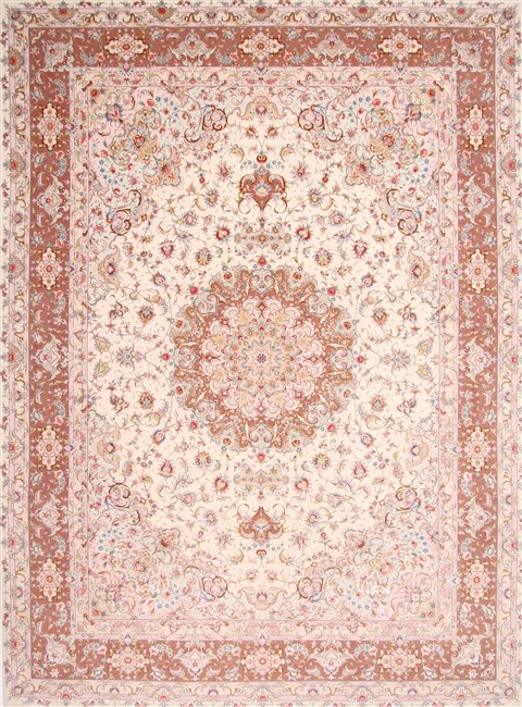 Tabriz Beige Hand Knotted 97 X 139 Area Rug 254-29376 Image 0