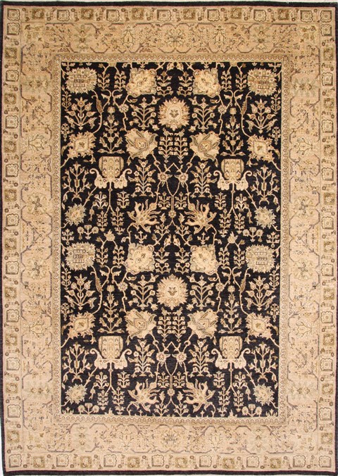Pishavar Beige Hand Knotted 101 X 131 Area Rug 254-29377 Image 0