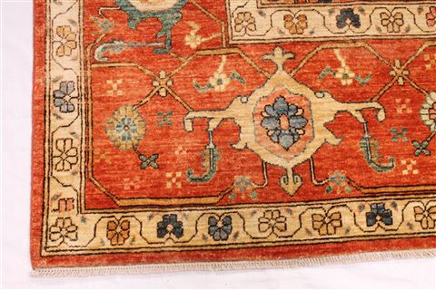 Heriz Blue Hand Knotted 95 X 130 Area Rug 254-29382 Image 2