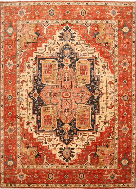 Heriz Blue Hand Knotted 95 X 130 Area Rug 254-29382 Image 0
