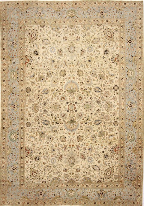 Agra Beige Hand Knotted 101 X 141 Area Rug 254-29383 Image 0