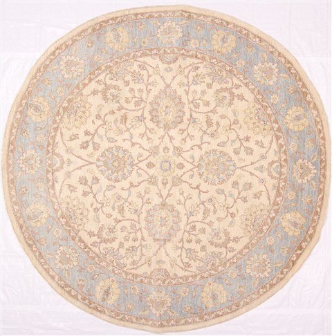 Pishavar Beige Round Hand Knotted 710 X 711 Area Rug 254-29384 Image 0