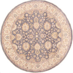 Pishavar Beige Round Hand Knotted 8'0" X 8'0"  Area Rug 254-29386