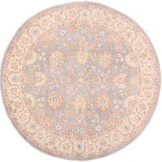 Pishavar Beige Round Hand Knotted 7'10" X 8'0"  Area Rug 254-29387
