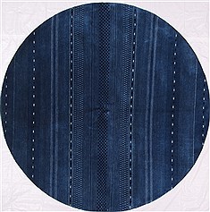 Gabbeh Blue Round Hand Knotted 6'5" X 6'5"  Area Rug 254-29392