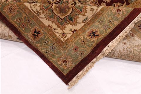 Agra Beige Hand Knotted 118 X 150 Area Rug 254-29394 Image 10