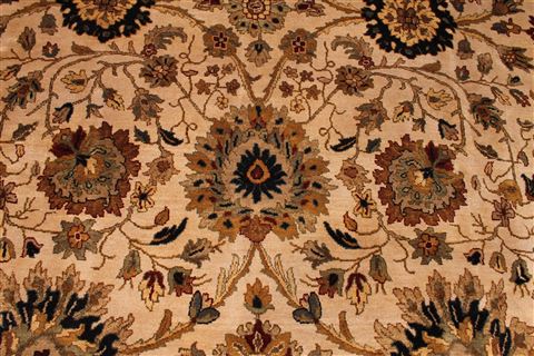 Kashan Beige Hand Knotted 122 X 149 Area Rug 254-29396 Image 3