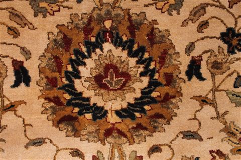 Kashan Beige Hand Knotted 122 X 149 Area Rug 254-29396 Image 6