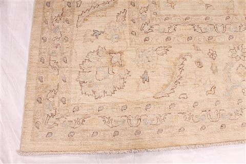 Pishavar Beige Hand Knotted 119 X 144 Area Rug 254-29418 Image 2