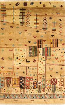Modern Beige Hand Knotted 4'1" X 6'5"  Area Rug 250-29423