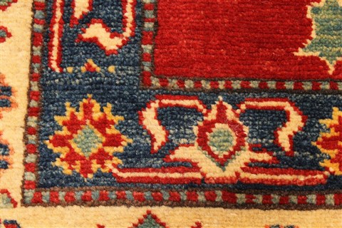 Kazak Orange Hand Knotted 114 X 144 Area Rug 250-29439 Image 1