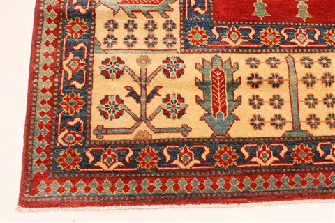 Kazak Orange Hand Knotted 114 X 144 Area Rug 250-29439 Image 6