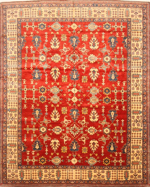Kazak Orange Hand Knotted 114 X 144 Area Rug 250-29439 Image 0