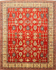 Pakistani Kazak Orange Rectangle 10x14 ft Wool Carpet 29439