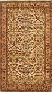 Indian Haji Jalili Beige Rectangle 11x16 ft Wool Carpet 29444