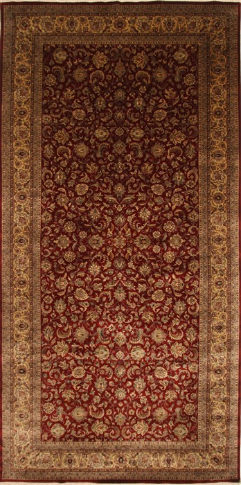 Kashan Beige Hand Knotted 811 X 180 Area Rug 250-29445 Image 0