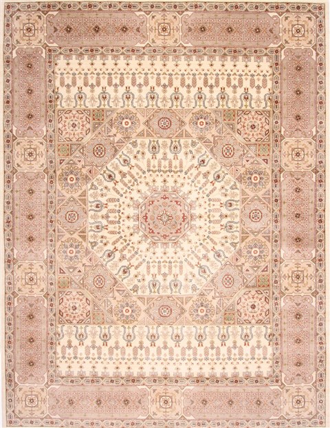 Pishavar Beige Hand Knotted 91 X 120 Area Rug 254-29455 Image 0