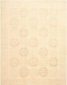 Pakistani Ziegler Beige Rectangle 9x12 ft Wool Carpet 29457