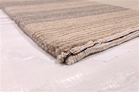 Modern Beige Hand Knotted 90 X 1110 Area Rug 254-29459 Image 1