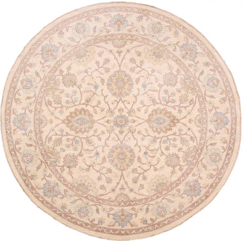 Pishavar Beige Round Hand Knotted 80 X 80 Area Rug 254-29463 Image 0
