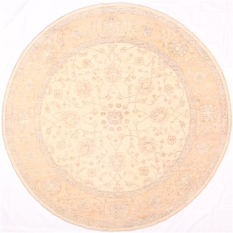 Pishavar Beige Round Hand Knotted 80 X 80 Area Rug 254-29464 Image 0