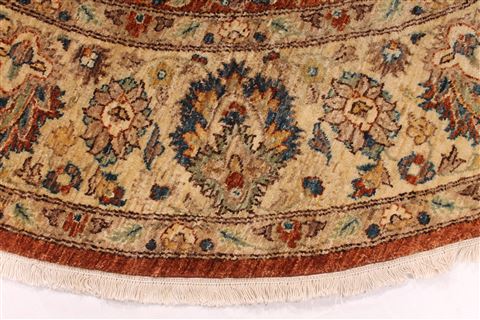 Pishavar Beige Round Hand Knotted 80 X 80 Area Rug 254-29466 Image 3