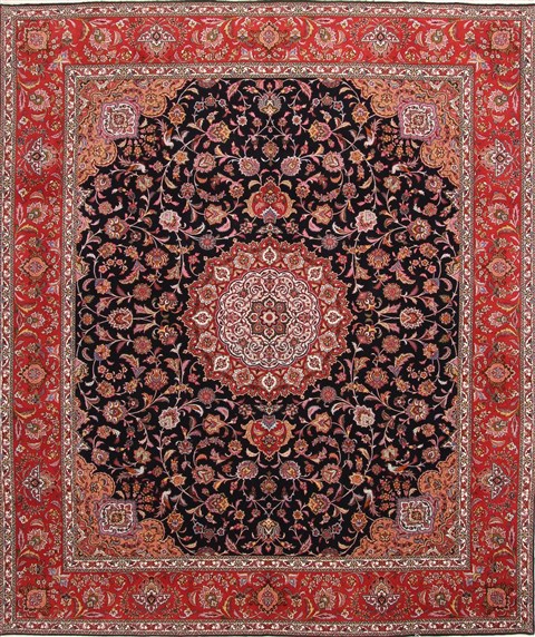 Tabriz Beige Hand Knotted 82 X 99 Area Rug 254-29470 Image 0