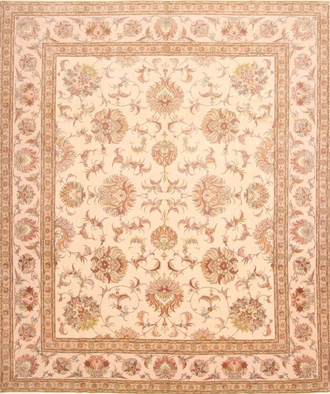 Tabriz Beige Hand Knotted 83 X 100 Area Rug 254-29471 Image 0