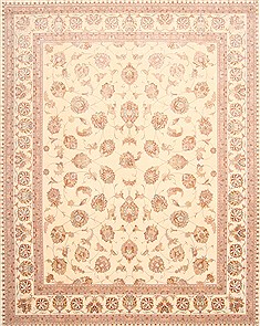 Persian Tabriz Beige Rectangle 8x10 ft Wool Carpet 29475