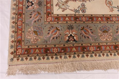 Tabriz Beige Hand Knotted 80 X 102 Area Rug 254-29476 Image 2