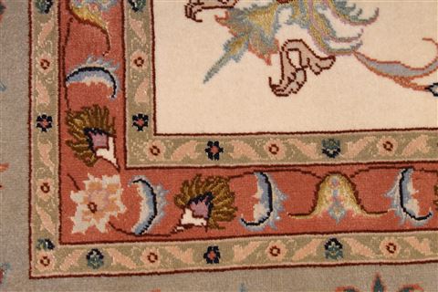 Tabriz Beige Hand Knotted 80 X 102 Area Rug 254-29476 Image 6