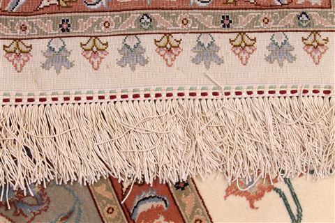 Tabriz Beige Hand Knotted 80 X 102 Area Rug 254-29476 Image 8