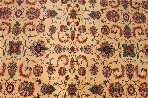 Tabriz Beige Hand Knotted 82 X 102 Area Rug 254-29477 Image 3