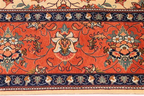 Tabriz Beige Hand Knotted 82 X 102 Area Rug 254-29477 Image 4
