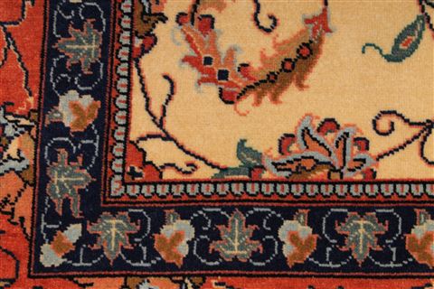 Tabriz Beige Hand Knotted 82 X 102 Area Rug 254-29477 Image 5
