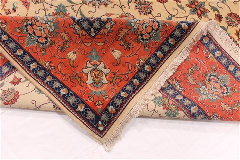 Tabriz Beige Hand Knotted 82 X 102 Area Rug 254-29477 Image 8