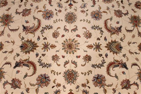 Tabriz Beige Hand Knotted 81 X 102 Area Rug 254-29480 Image 3