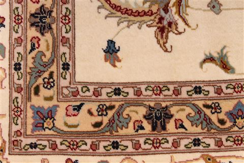 Tabriz Beige Hand Knotted 81 X 102 Area Rug 254-29480 Image 5