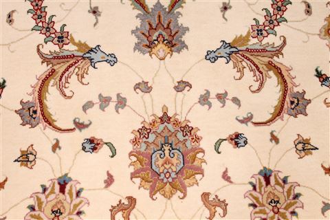 Tabriz Beige Hand Knotted 81 X 102 Area Rug 254-29480 Image 6