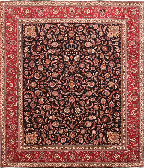 Tabriz Beige Hand Knotted 85 X 98 Area Rug 254-29484 Image 0