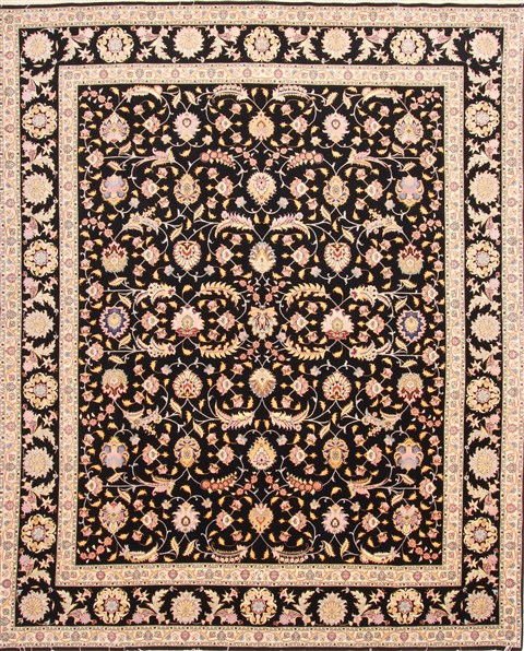 Tabriz Beige Hand Knotted 82 X 100 Area Rug 254-29485 Image 0