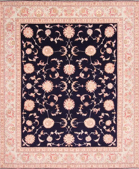 Tabriz Beige Hand Knotted 81 X 99 Area Rug 254-29486 Image 0