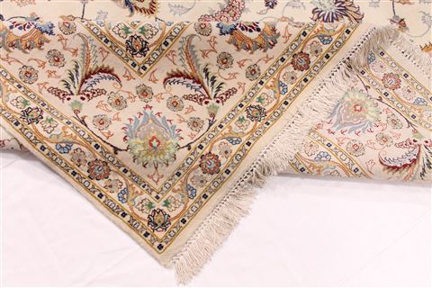 Tabriz Beige Hand Knotted 80 X 105 Area Rug 254-29487 Image 8