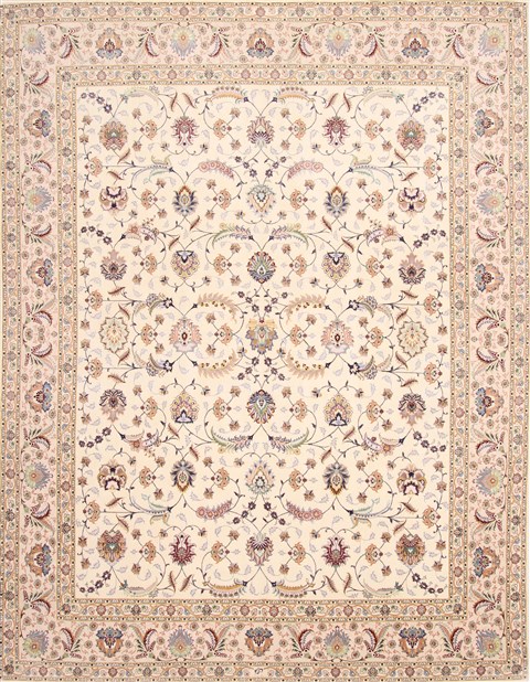 Tabriz Beige Hand Knotted 80 X 105 Area Rug 254-29487 Image 0