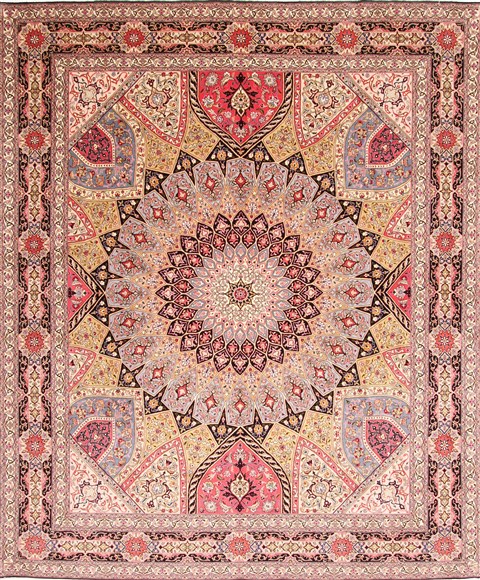 Tabriz Multicolor Hand Knotted 84 X 100 Area Rug 254-29488 Image 0