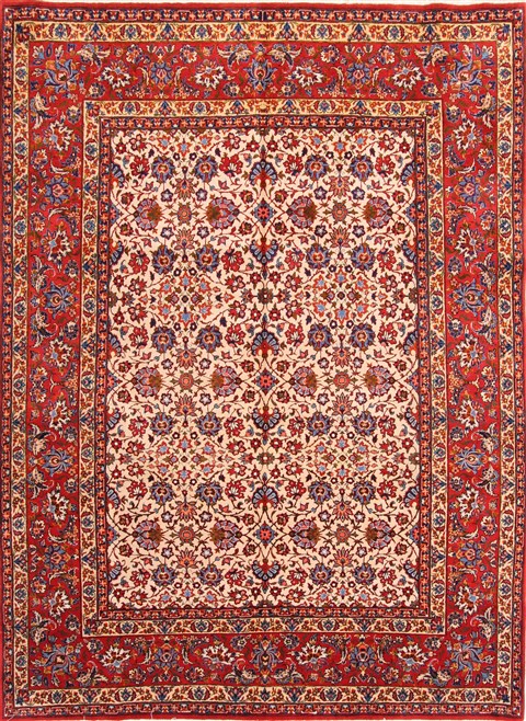 Isfahan Beige Hand Knotted 74 X 101  Area Rug 254-29493 Image 0